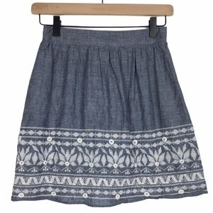 EVERLY Skirt Lucy Chambray Embroidered Boho Prairie Southwestern Festival Small